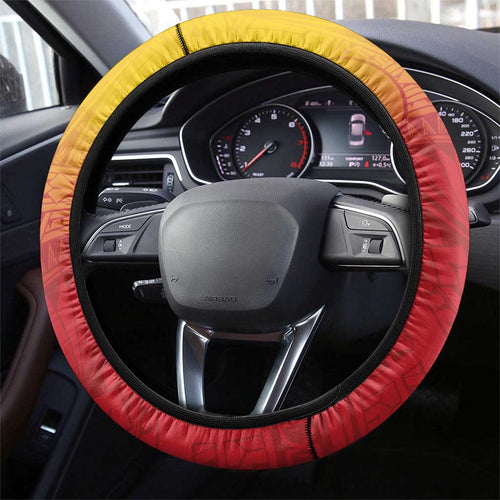 Papua New Guinea Rugby Steering Wheel Cover Go PNG Hunters Polynesian Pattern - Aussie Hoodie