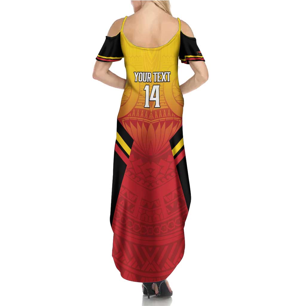 Papua New Guinea Rugby Custom Summer Maxi Dress Go PNG Hunters Polynesian Pattern - Aussie Hoodie