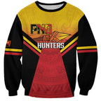 Papua New Guinea Rugby Custom Sweatshirt Go PNG Hunters Polynesian Pattern - Aussie Hoodie