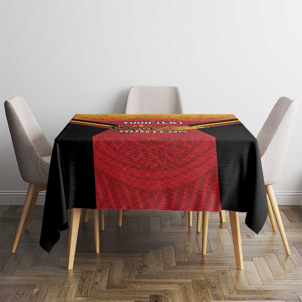 Papua New Guinea Rugby Custom Tablecloth Go PNG Hunters Polynesian Pattern - Aussie Hoodie
