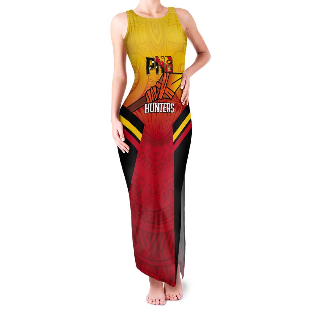 Papua New Guinea Rugby Custom Tank Maxi Dress Go PNG Hunters Polynesian Pattern - Aussie Hoodie