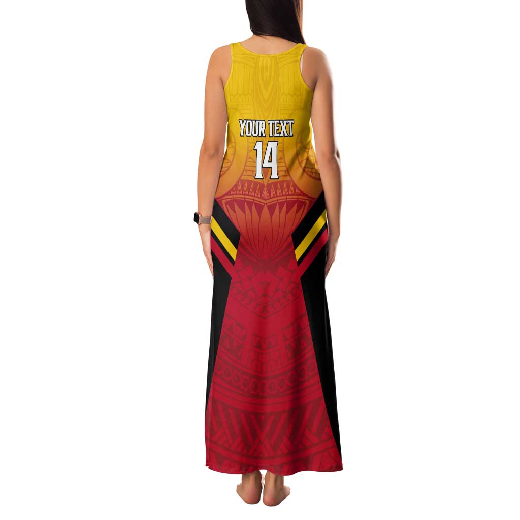 Papua New Guinea Rugby Custom Tank Maxi Dress Go PNG Hunters Polynesian Pattern - Aussie Hoodie