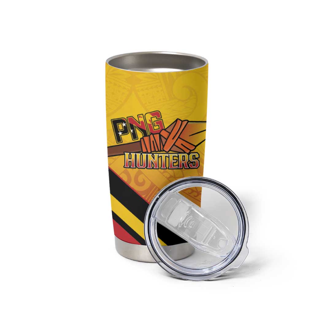Papua New Guinea Rugby Custom Tumbler Cup Go PNG Hunters Polynesian Pattern - Aussie Hoodie