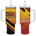 Papua New Guinea Rugby Custom Tumbler With Handle Go PNG Hunters Polynesian Pattern - Aussie Hoodie