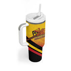 Papua New Guinea Rugby Custom Tumbler With Handle Go PNG Hunters Polynesian Pattern - Aussie Hoodie