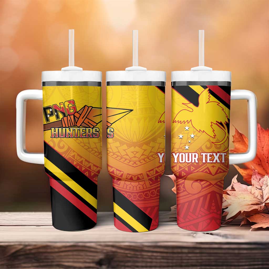 Papua New Guinea Rugby Custom Tumbler With Handle Go PNG Hunters Polynesian Pattern - Aussie Hoodie
