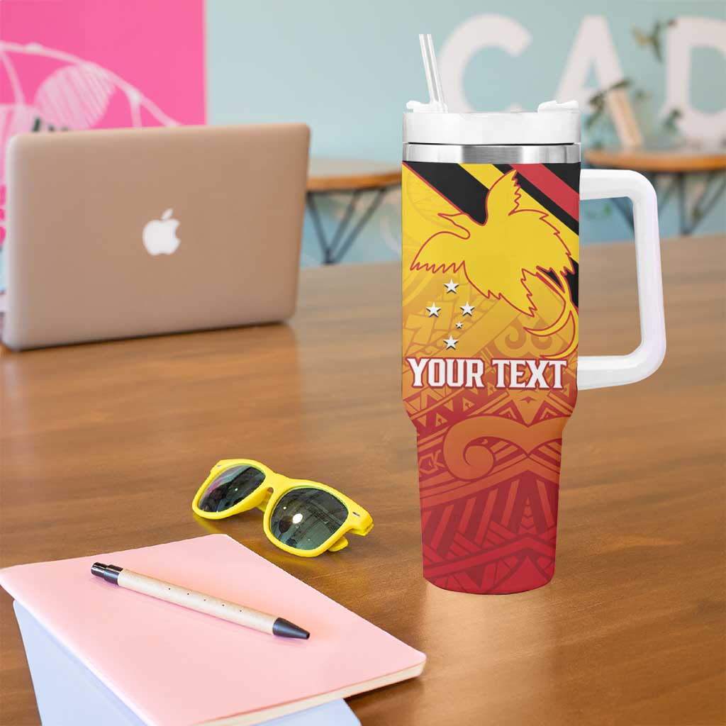 Papua New Guinea Rugby Custom Tumbler With Handle Go PNG Hunters Polynesian Pattern - Aussie Hoodie