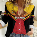 Papua New Guinea Rugby Custom Women Casual Shirt Go PNG Hunters Polynesian Pattern - Aussie Hoodie