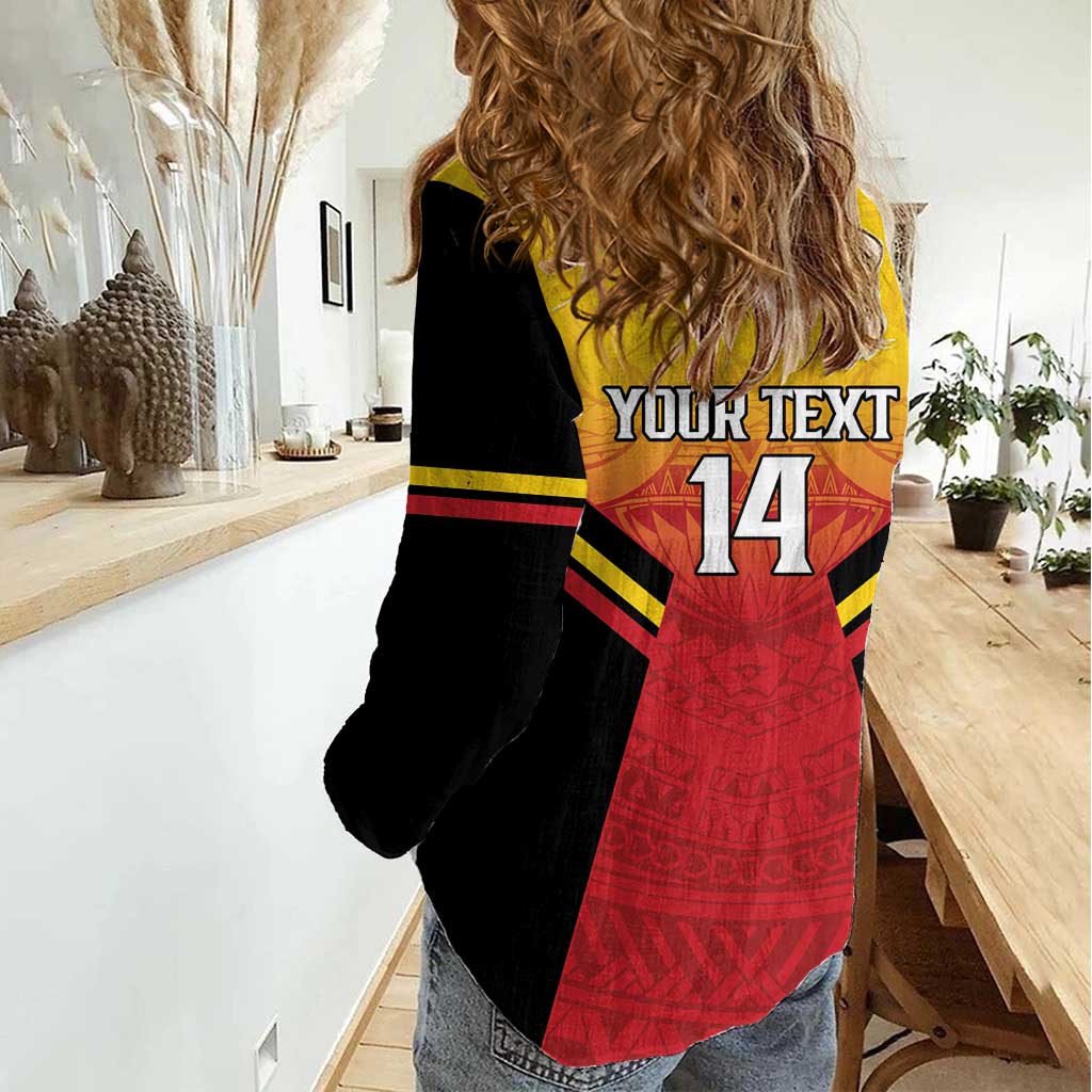 Papua New Guinea Rugby Custom Women Casual Shirt Go PNG Hunters Polynesian Pattern - Aussie Hoodie