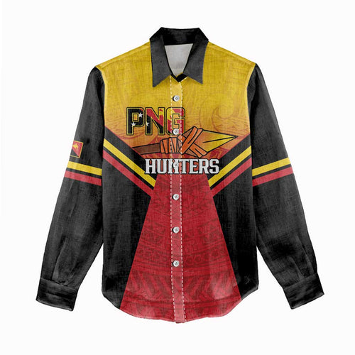 Papua New Guinea Rugby Custom Women Casual Shirt Go PNG Hunters Polynesian Pattern - Aussie Hoodie