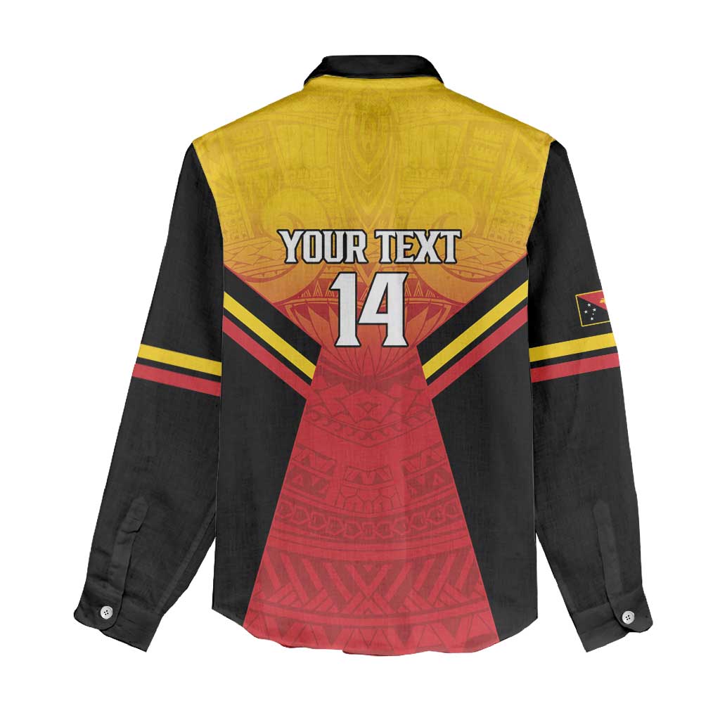 Papua New Guinea Rugby Custom Women Casual Shirt Go PNG Hunters Polynesian Pattern - Aussie Hoodie