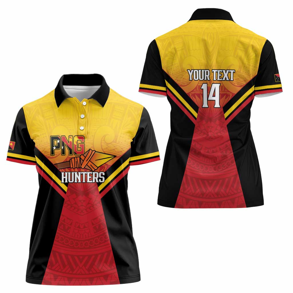 Papua New Guinea Rugby Custom Women Polo Shirt Go PNG Hunters Polynesian Pattern - Aussie Hoodie