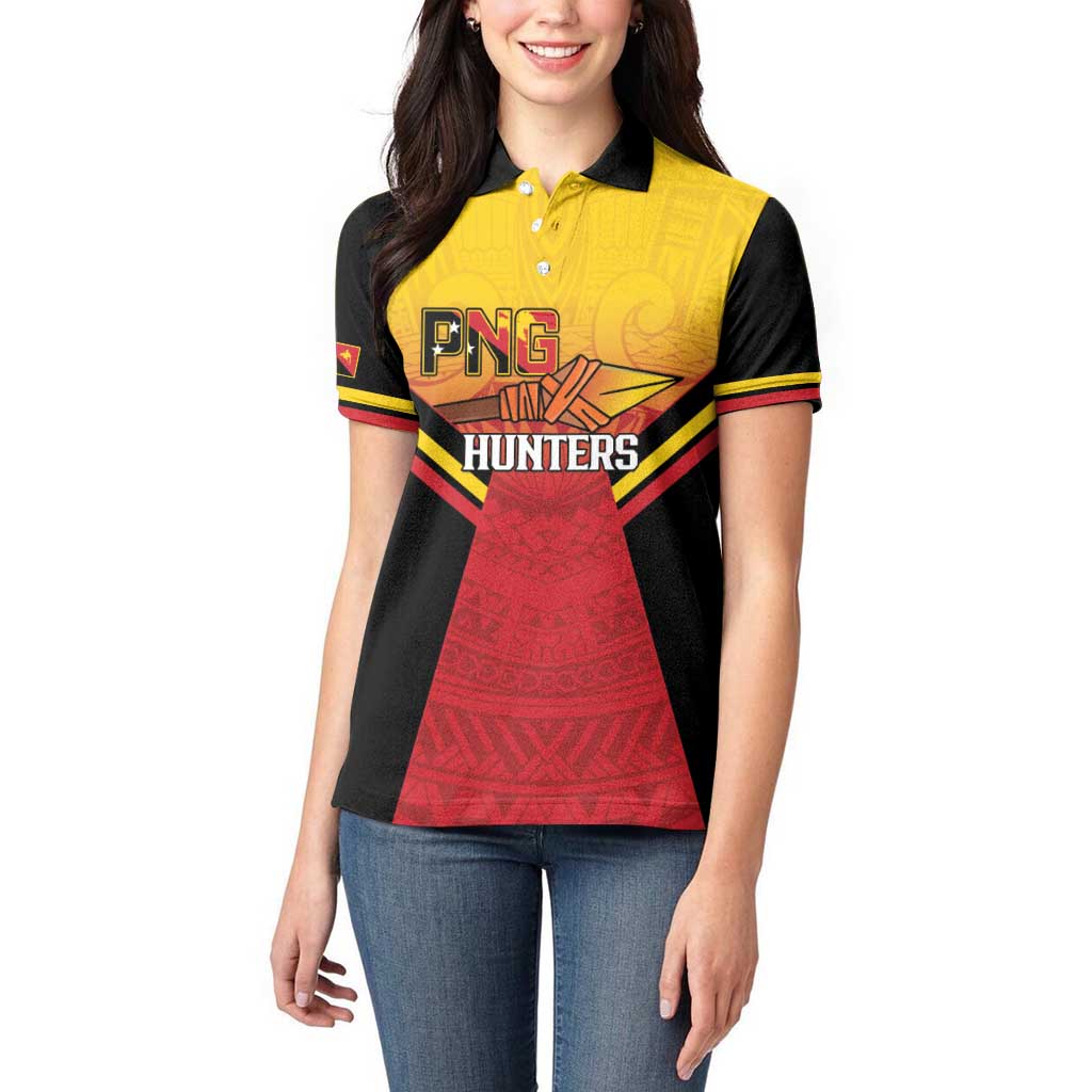 Papua New Guinea Rugby Custom Women Polo Shirt Go PNG Hunters Polynesian Pattern - Aussie Hoodie