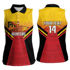 Papua New Guinea Rugby Custom Women Sleeveless Polo Shirt Go PNG Hunters Polynesian Pattern - Aussie Hoodie