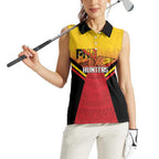 Papua New Guinea Rugby Custom Women Sleeveless Polo Shirt Go PNG Hunters Polynesian Pattern - Aussie Hoodie