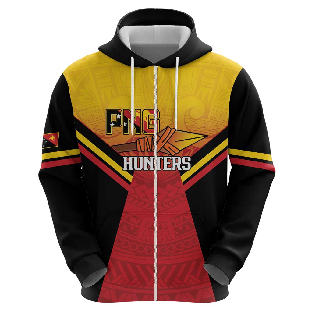 Papua New Guinea Rugby Custom Zip Hoodie Go PNG Hunters Polynesian Pattern - Aussie Hoodie