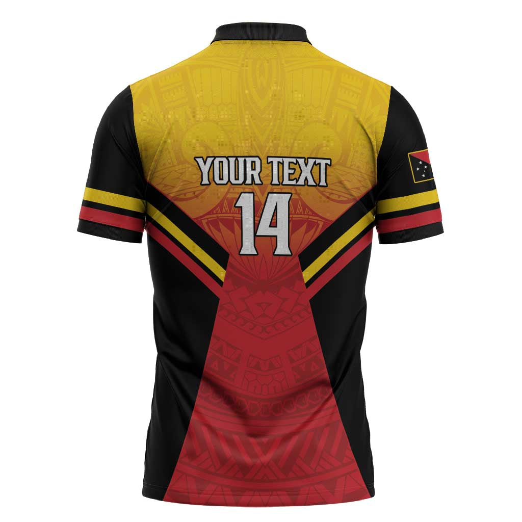 Papua New Guinea Rugby Custom Zipper Polo Shirt Go PNG Hunters Polynesian Pattern - Aussie Hoodie
