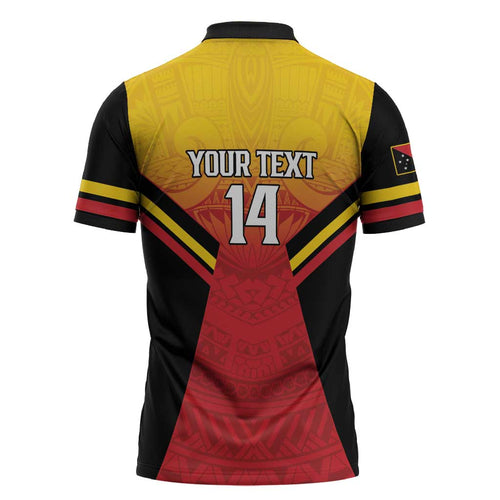 Papua New Guinea Rugby Custom Zipper Polo Shirt Go PNG Hunters Polynesian Pattern - Aussie Hoodie
