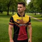Papua New Guinea Rugby Custom Zipper Polo Shirt Go PNG Hunters Polynesian Pattern - Aussie Hoodie
