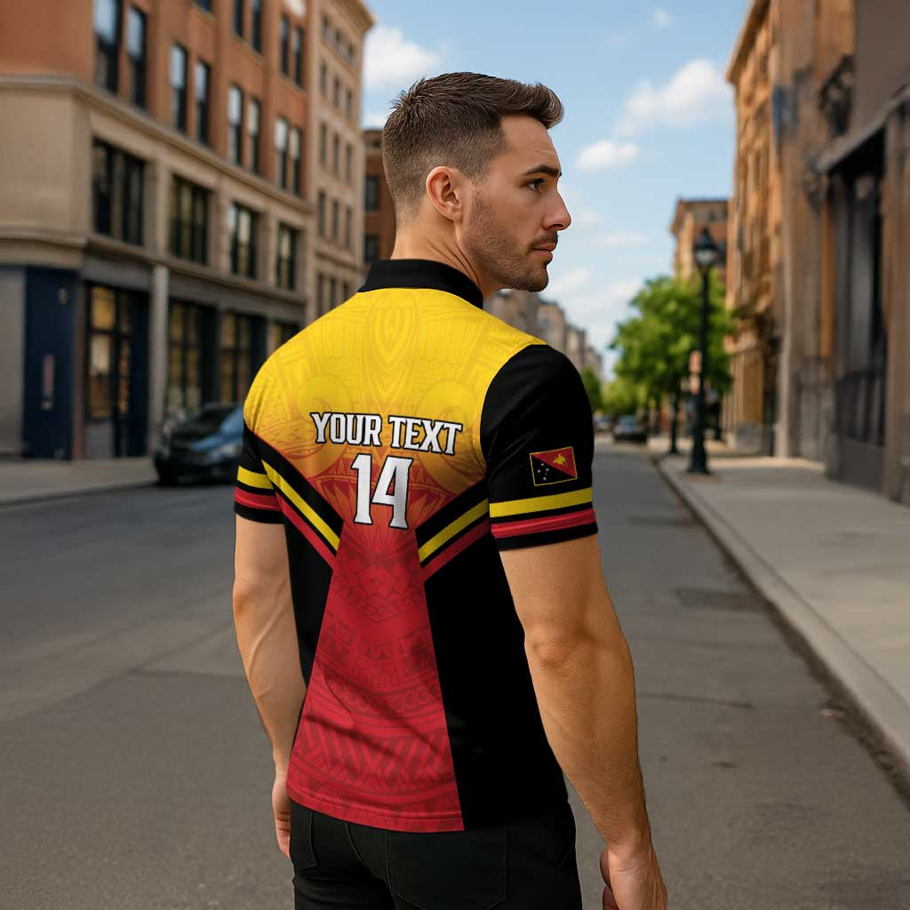 Papua New Guinea Rugby Custom Zipper Polo Shirt Go PNG Hunters Polynesian Pattern - Aussie Hoodie