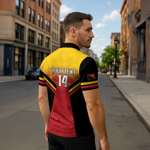 Papua New Guinea Rugby Custom Zipper Polo Shirt Go PNG Hunters Polynesian Pattern - Aussie Hoodie
