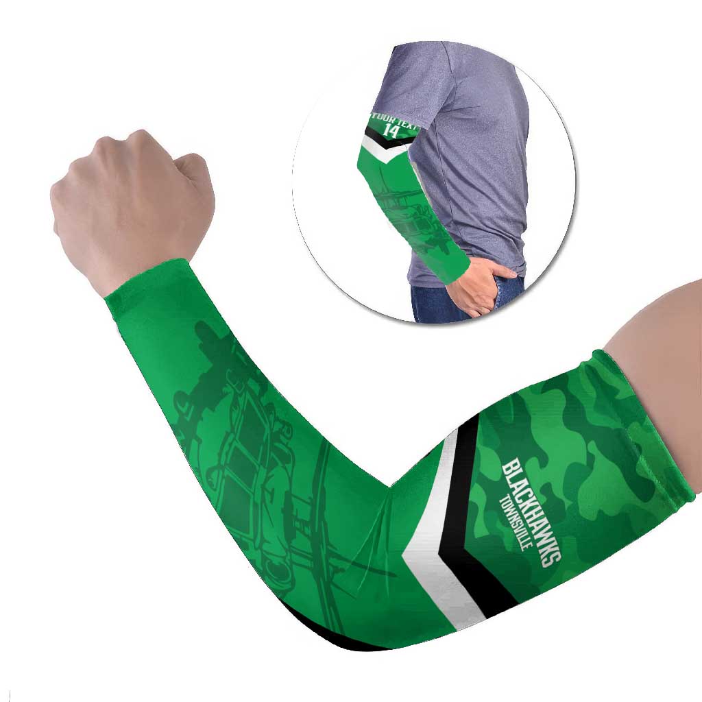 Townsville Rugby Custom Arm Sleeves Go Blackhawks Camouflage Pattern - Aussie Hoodie