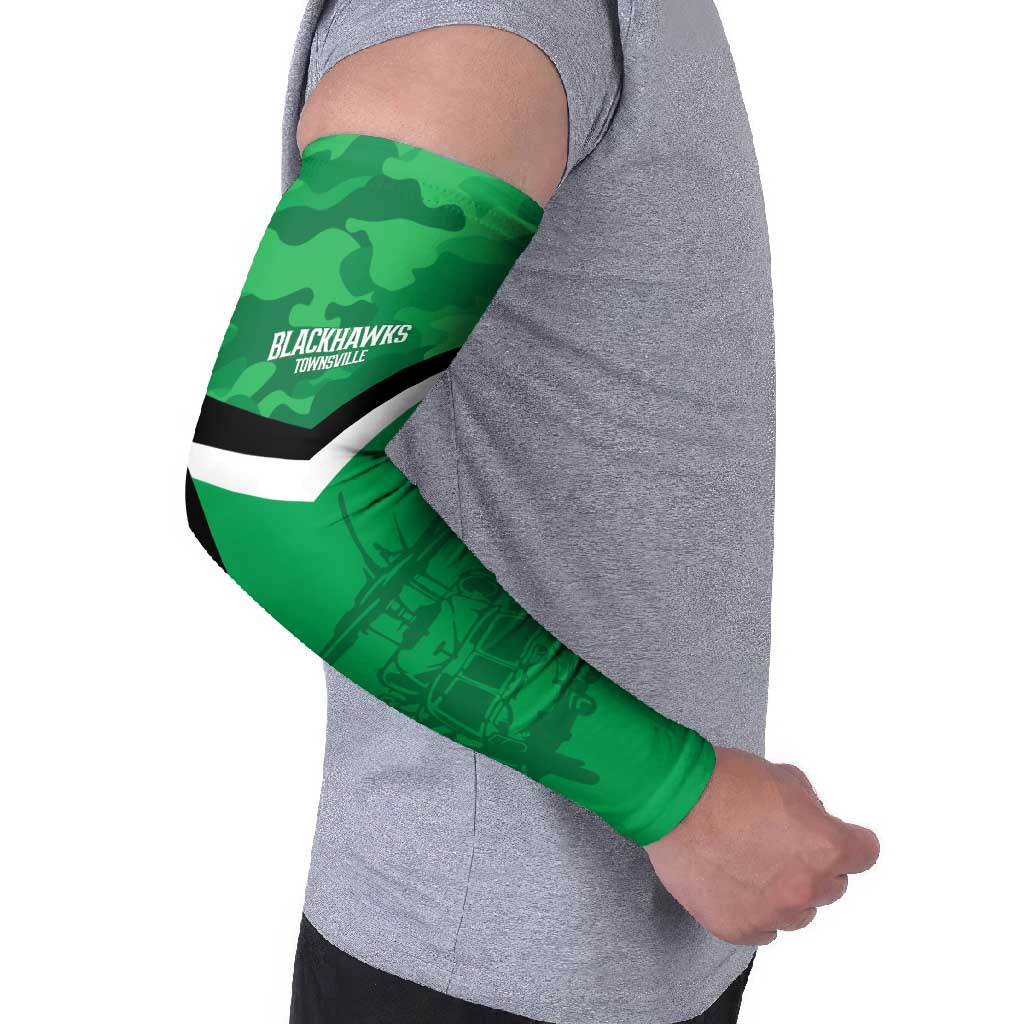 Townsville Rugby Custom Arm Sleeves Go Blackhawks Camouflage Pattern - Aussie Hoodie