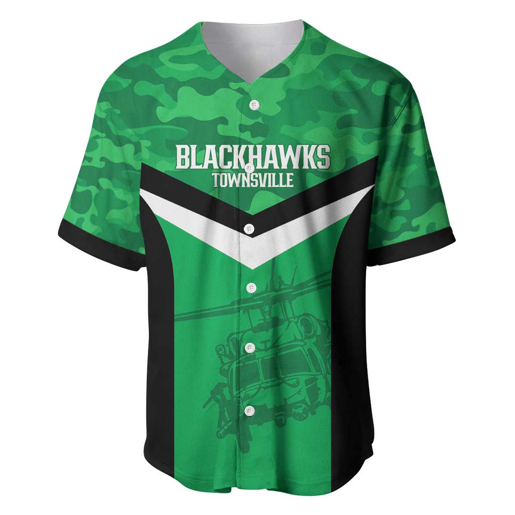 Townsville Rugby Custom Baseball Jersey Go Blackhawks Camouflage Pattern - Aussie Hoodie