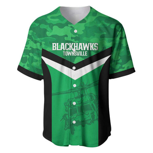 Townsville Rugby Custom Baseball Jersey Go Blackhawks Camouflage Pattern - Aussie Hoodie
