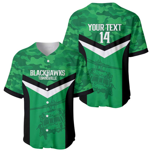 Townsville Rugby Custom Baseball Jersey Go Blackhawks Camouflage Pattern - Aussie Hoodie