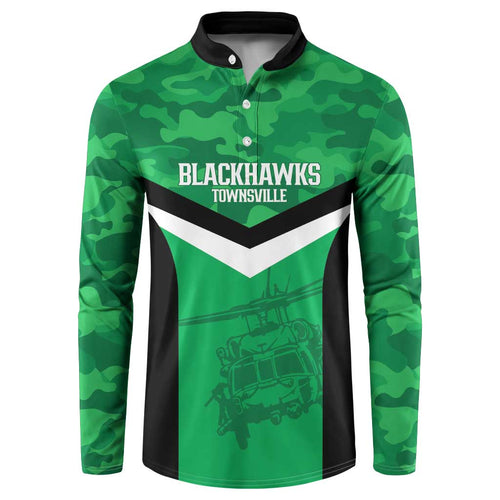 Townsville Rugby Custom Button Sweatshirt Go Blackhawks Camouflage Pattern - Aussie Hoodie