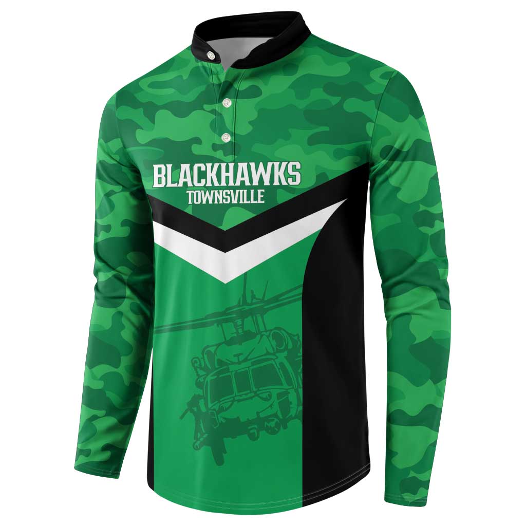 Townsville Rugby Custom Button Sweatshirt Go Blackhawks Camouflage Pattern - Aussie Hoodie