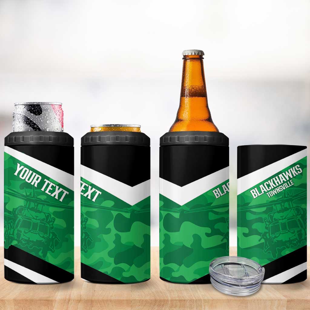 Townsville Rugby Custom 4 in 1 Can Cooler Tumbler Go Blackhawks Camouflage Pattern - Aussie Hoodie