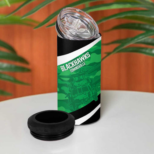 Townsville Rugby Custom 4 in 1 Can Cooler Tumbler Go Blackhawks Camouflage Pattern - Aussie Hoodie