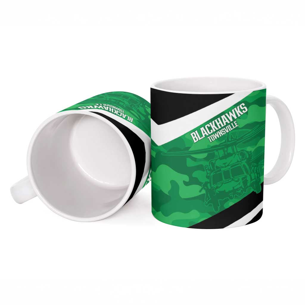 Townsville Rugby Custom Ceramic Mug Go Blackhawks Camouflage Pattern - Aussie Hoodie