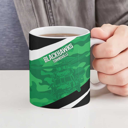 Townsville Rugby Custom Ceramic Mug Go Blackhawks Camouflage Pattern - Aussie Hoodie