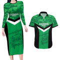 Townsville Rugby Custom Couples Matching Long Sleeve Bodycon Dress and Hawaiian Shirt Go Blackhawks Camouflage Pattern - Aussie Hoodie