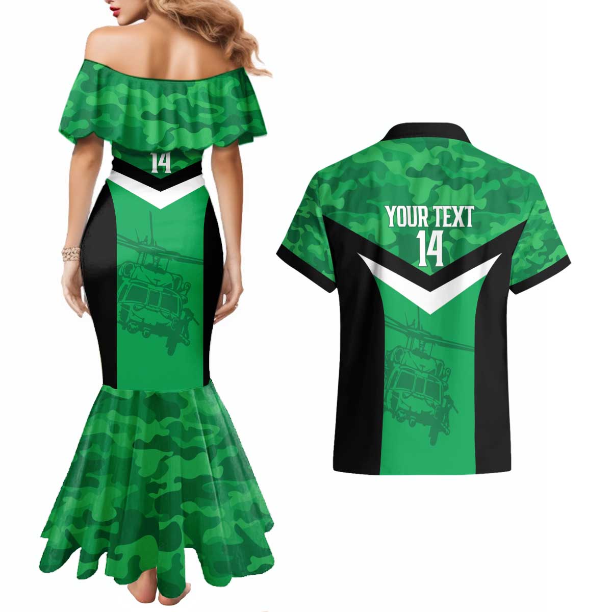 Townsville Rugby Custom Couples Matching Mermaid Dress and Hawaiian Shirt Go Blackhawks Camouflage Pattern - Aussie Hoodie
