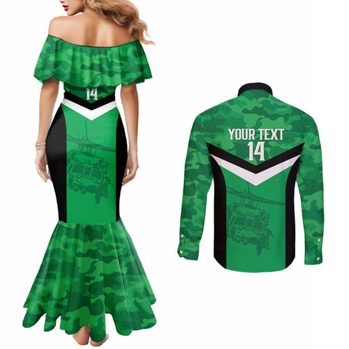 Townsville Rugby Custom Couples Matching Mermaid Dress and Long Sleeve Button Shirt Go Blackhawks Camouflage Pattern - Aussie Hoodie