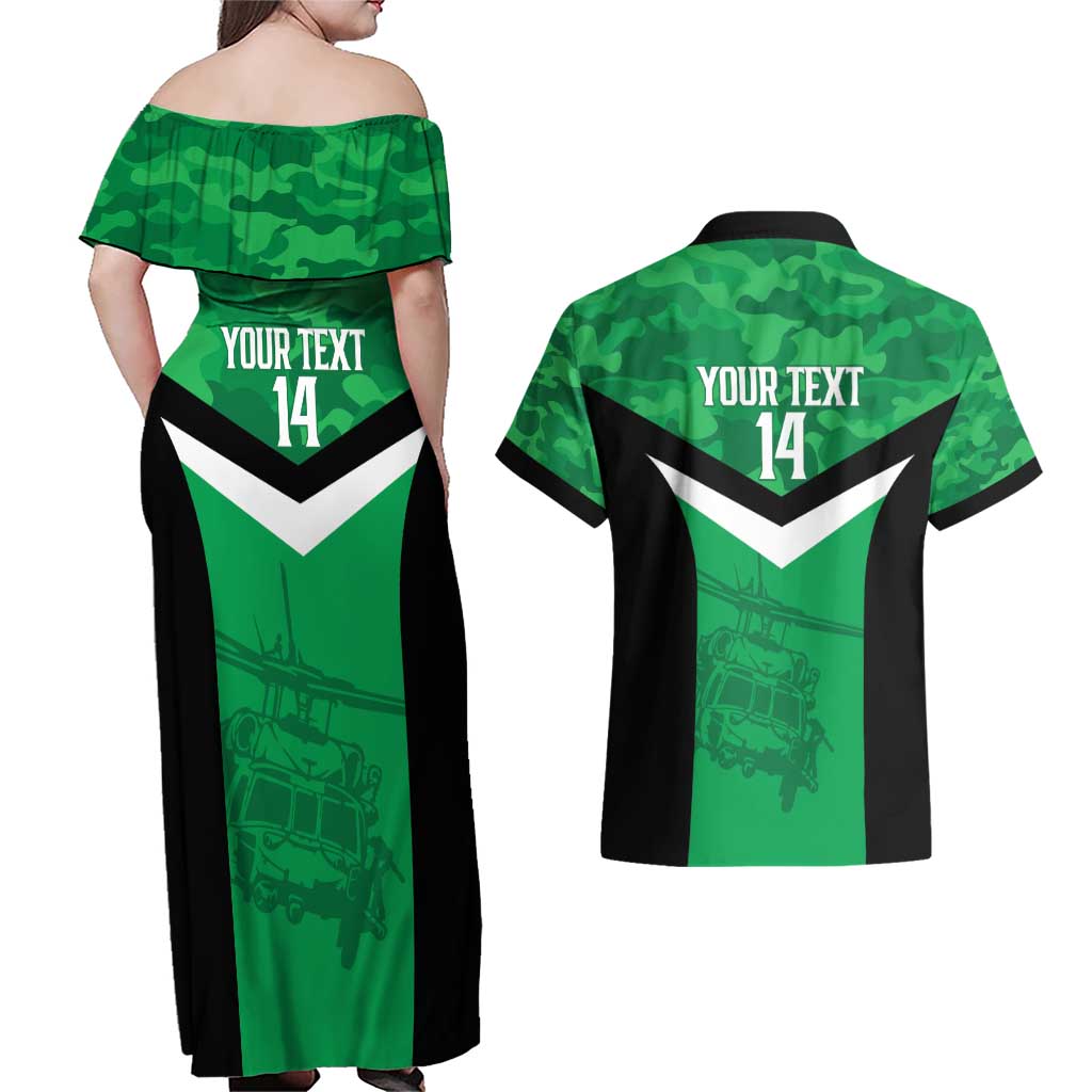 Townsville Rugby Custom Couples Matching Off Shoulder Maxi Dress and Hawaiian Shirt Go Blackhawks Camouflage Pattern - Aussie Hoodie
