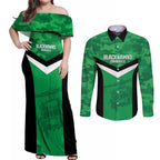 Townsville Rugby Custom Couples Matching Off Shoulder Maxi Dress and Long Sleeve Button Shirt Go Blackhawks Camouflage Pattern - Aussie Hoodie