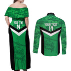 Townsville Rugby Custom Couples Matching Off Shoulder Maxi Dress and Long Sleeve Button Shirt Go Blackhawks Camouflage Pattern - Aussie Hoodie