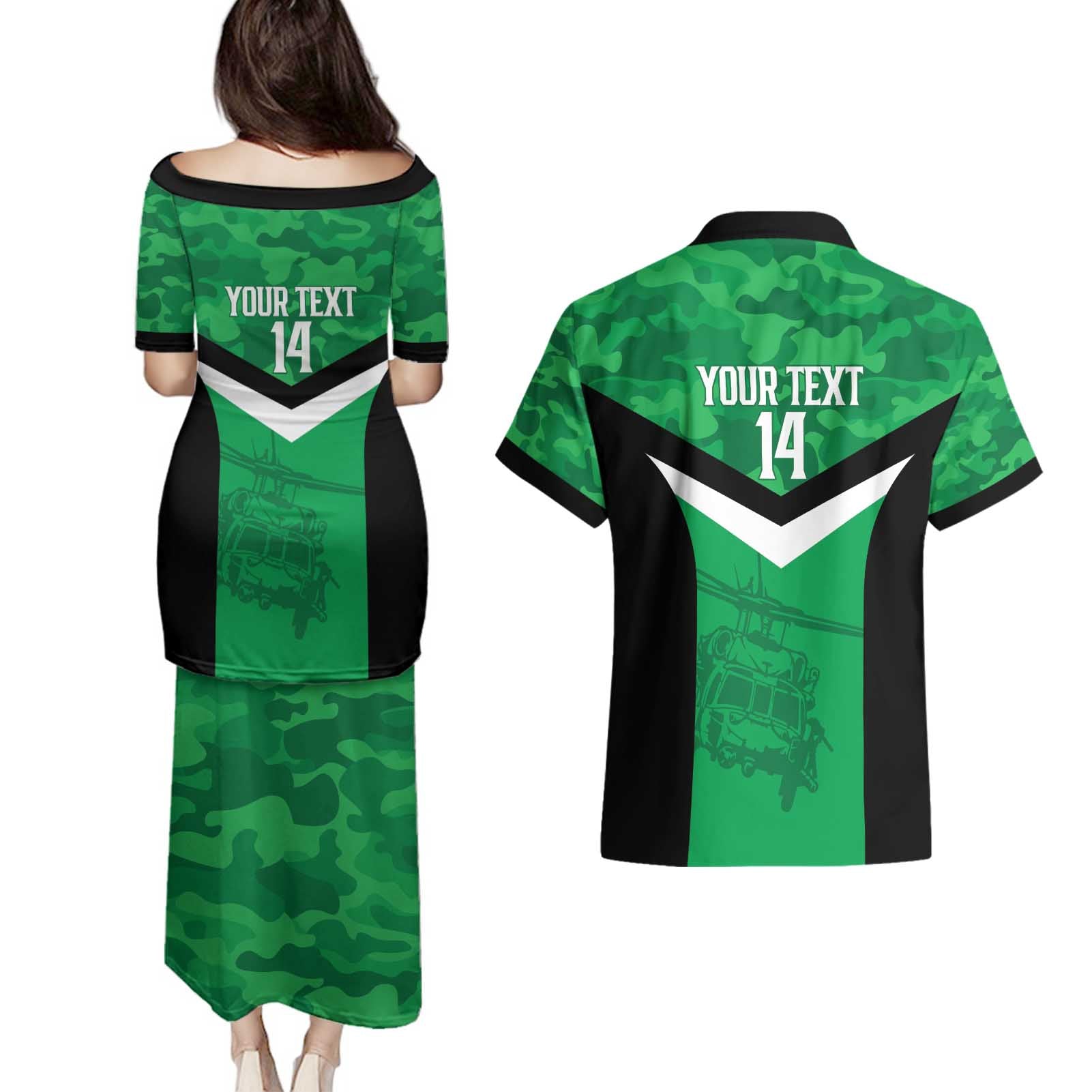 Townsville Rugby Custom Couples Matching Puletasi and Hawaiian Shirt Go Blackhawks Camouflage Pattern - Aussie Hoodie