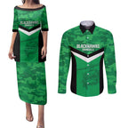 Townsville Rugby Custom Couples Matching Puletasi and Long Sleeve Button Shirt Go Blackhawks Camouflage Pattern - Aussie Hoodie