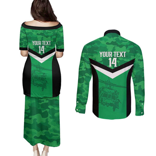 Townsville Rugby Custom Couples Matching Puletasi and Long Sleeve Button Shirt Go Blackhawks Camouflage Pattern - Aussie Hoodie
