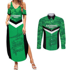 Townsville Rugby Custom Couples Matching Summer Maxi Dress and Long Sleeve Button Shirt Go Blackhawks Camouflage Pattern - Aussie Hoodie