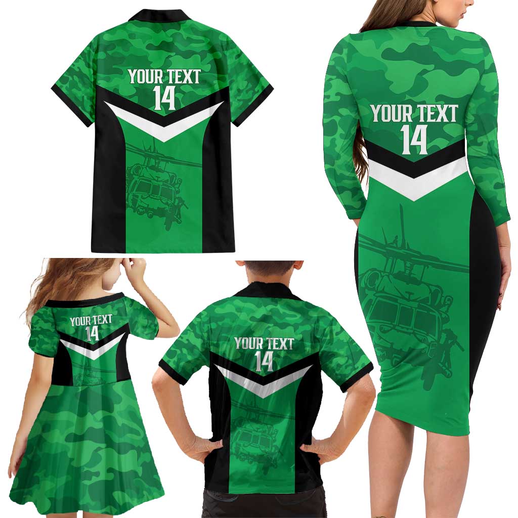 Townsville Rugby Custom Family Matching Long Sleeve Bodycon Dress and Hawaiian Shirt Go Blackhawks Camouflage Pattern - Aussie Hoodie