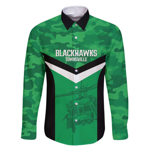 Townsville Rugby Custom Family Matching Long Sleeve Bodycon Dress and Hawaiian Shirt Go Blackhawks Camouflage Pattern - Aussie Hoodie