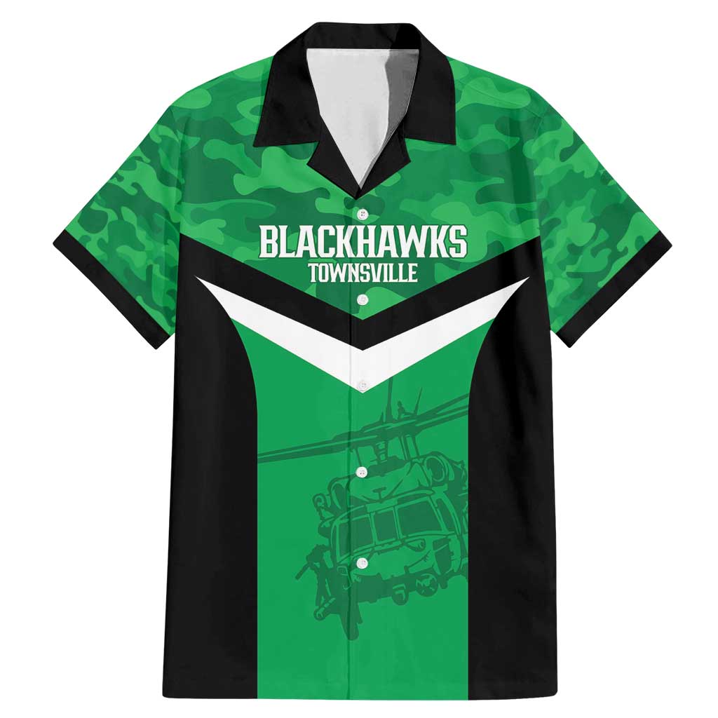 Townsville Rugby Custom Family Matching Mermaid Dress and Hawaiian Shirt Go Blackhawks Camouflage Pattern - Aussie Hoodie