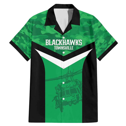 Townsville Rugby Custom Family Matching Mermaid Dress and Hawaiian Shirt Go Blackhawks Camouflage Pattern - Aussie Hoodie
